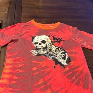 Nike Kids Red and Orange Skull Graphic Tee